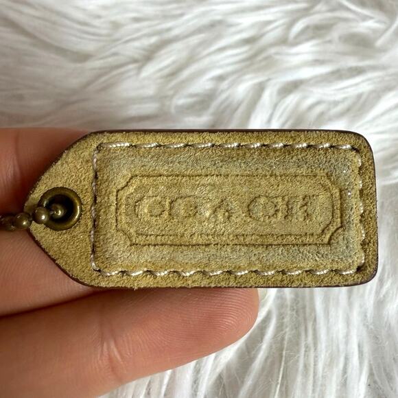 1.5" y2k COACH Suede Fob Bag Charm Hang tag Hangtag - Picture 1 of 2